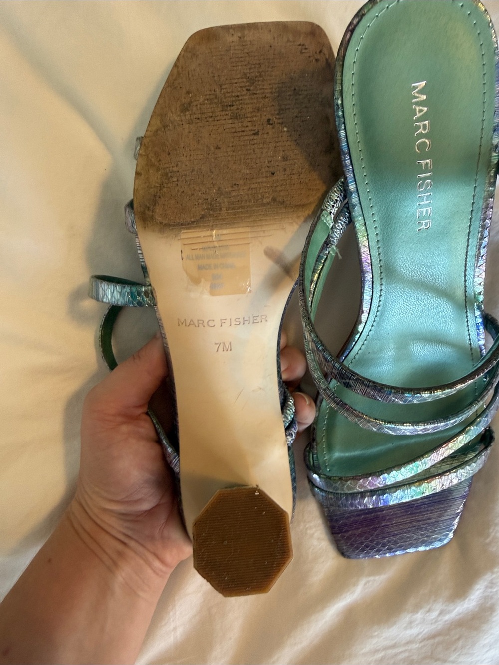 Marc Fisher Iridescent Multi-Color Strappy Heels - Picture 2 of 4